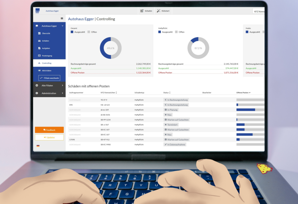 digitale Schadenabwicklung e.sy 360 Tool Grafik